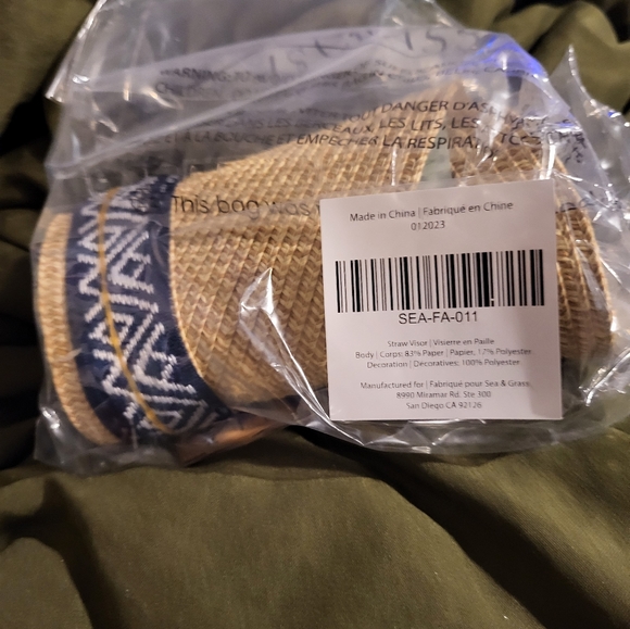 SEA & GRASS Visor with Blue and White Ribbon One Size - Picture 2 of 2